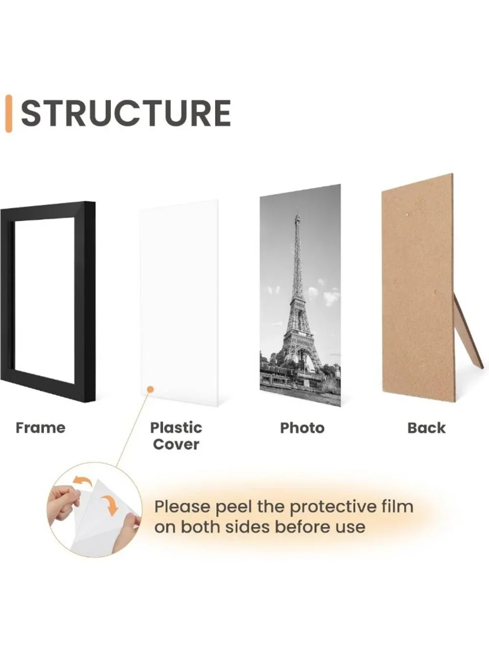Set of 10 Black Picture Frames - 8x10, 5x7, 4x6 Sizes for Home Decor